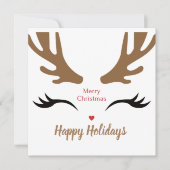 Cartes Pour Fêtes Annuelles Joyeuses Vacances Cute Reindeer Face (Devant)