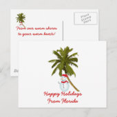 Cartes Pour Fêtes Annuelles Joyeuses vacances de Floride, Snowman, palmier (Devant / Derrière)