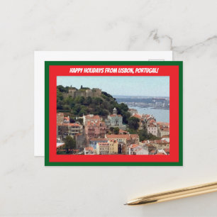 Cartes Pour Fêtes Annuelles Joyeuses vacances de Lisbonne, Portugal!