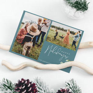 Cartes Pour Fêtes Annuelles Joyeuses vacances Deux photos Noël de famille