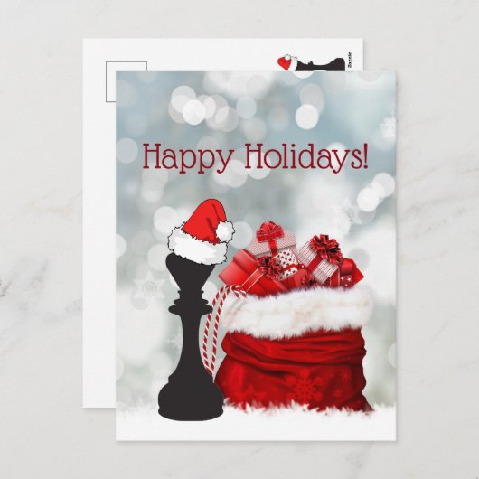 Cartes Pour Fêtes Annuelles Joyeuses vacances échecs hiver Père Noël (Devant / Derrière)