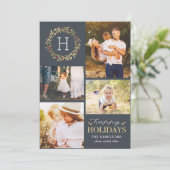 Cartes Pour Fêtes Annuelles Joyeuses Vacances EDITABLE Couleur Festive Wreath (Debout devant)