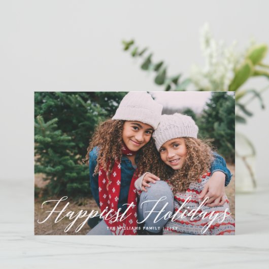 Cartes Pour Fêtes Annuelles Joyeuses vacances Élégant Script moderne Noël (Debout devant)