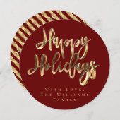 Cartes Pour Fêtes Annuelles Joyeuses vacances Elégante Bourgogne Rouge et Gold (Devant / Derrière)