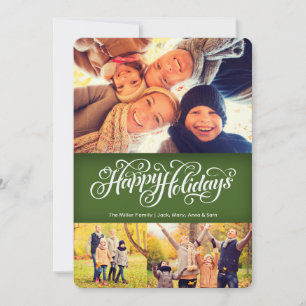 Cartes Pour Fêtes Annuelles Joyeuses vacances en vert   5x7   plat