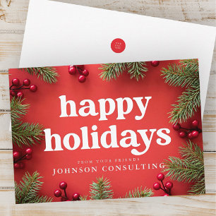 Cartes Pour Fêtes Annuelles Joyeuses Vacances Étoiles modernes et cônes de pin