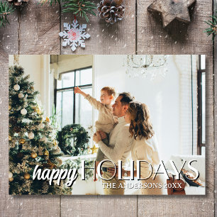 Cartes Pour Fêtes Annuelles Joyeuses vacances Famille Photo Classique Grey Cla