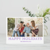 Cartes Pour Fêtes Annuelles Joyeuses vacances Famille Photo Simple Améthyste P (Debout devant)