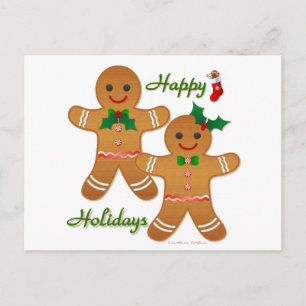 Cartes Pour Fêtes Annuelles Joyeuses vacances Gingerbread Homme garçon fille