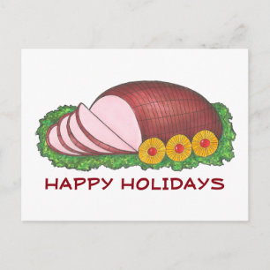 Cartes Pour Fêtes Annuelles Joyeuses Vacances Glazed Ham Diner de nourriture I