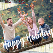 Cartes Pour Fêtes Annuelles Joyeuses Vacances Gold Calligraphie Hiver Plaid