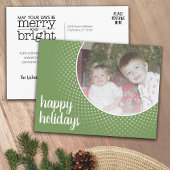 Cartes Pour Fêtes Annuelles Joyeuses vacances - Green Polka Dot Border