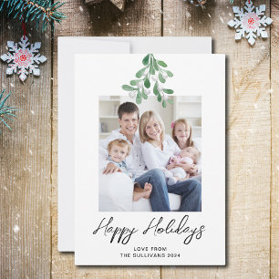 Cartes Pour Fêtes Annuelles Joyeuses vacances hiver verdure Mistletoe photo