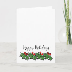 Cartes Pour Fêtes Annuelles Joyeuses vacances Holly Sprigs, verdure de Noël