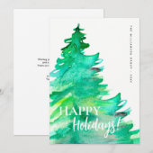 Cartes Pour Fêtes Annuelles Joyeuses Vacances Mini Pin aquarelle Affaires (Devant / Derrière)