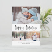 Cartes Pour Fêtes Annuelles Joyeuses vacances Moderne Brosse Script Collage 3 (Debout devant)