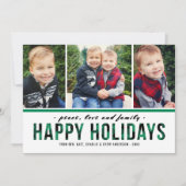 Cartes Pour Fêtes Annuelles Joyeuses Vacances Moderne Buffle Vert Plaid Photo (Devant)