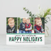 Cartes Pour Fêtes Annuelles Joyeuses Vacances Moderne Buffle Vert Plaid Photo (Debout devant)