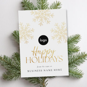 Cartes Pour Fêtes Annuelles Joyeuses Vacances Moderne Gold Snowflake Business