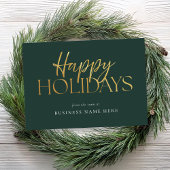 Cartes Pour Fêtes Annuelles Joyeuses Vacances Moderne Vert Or Script Business