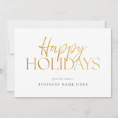 Cartes Pour Fêtes Annuelles Joyeuses Vacances Moderne White Gold Script Busine (Devant)