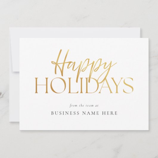 Cartes Pour Fêtes Annuelles Joyeuses Vacances Moderne White Gold Script Busine (Devant)