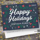 Cartes Pour Fêtes Annuelles Joyeuses Vacances Modernes Holly Berries Foliage<br><div class="desc">Disponible ici : http://www.zazzle.com/selectpartysupplies</div>