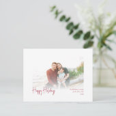 Cartes Pour Fêtes Annuelles Joyeuses vacances modernes | Red Script Faded Phot (Debout devant)