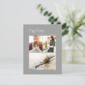 Cartes Pour Fêtes Annuelles Joyeuses vacances modernes | Silver Vertical 3 Pho (Debout devant)