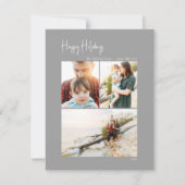 Cartes Pour Fêtes Annuelles Joyeuses vacances modernes | Silver Vertical 3 Pho (Devant)