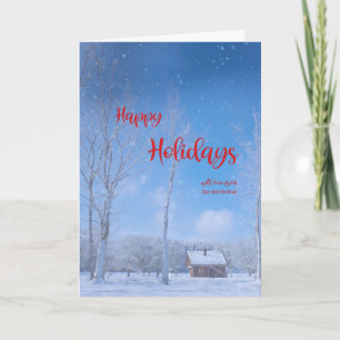 Cartes Pour Fêtes Annuelles Joyeuses vacances neige Dreamy Winter Scene Person