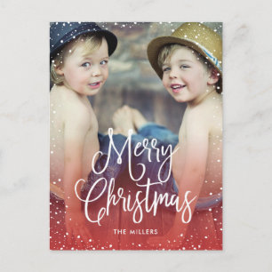 Cartes Pour Fêtes Annuelles Joyeuses vacances neige Noël Photo RED