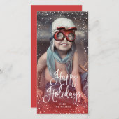 Cartes Pour Fêtes Annuelles Joyeuses vacances neige photo RED (Devant / Derrière)