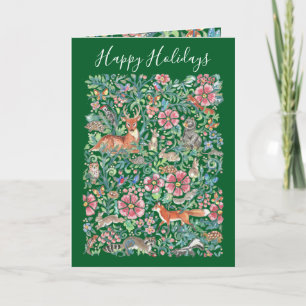 Cartes Pour Fêtes Annuelles Joyeuses vacances Noël Bois Animaux verts