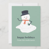 Cartes Pour Fêtes Annuelles Joyeuses vacances Noël Melting Snowman mignonne (Devant)
