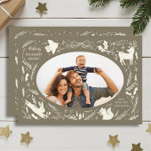 Cartes Pour Fêtes Annuelles Joyeuses vacances Noël Photo Woodland Doodle