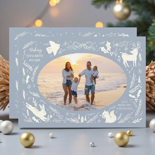 Cartes Pour Fêtes Annuelles Joyeuses vacances Noël Photo Woodland Doodle