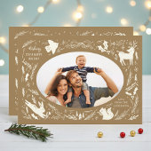 Cartes Pour Fêtes Annuelles Joyeuses vacances Noël Photo Woodland Doodle