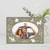 Cartes Pour Fêtes Annuelles Joyeuses vacances Noël Photo Woodland Doodle (Debout devant)