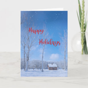 Cartes Pour Fêtes Annuelles Joyeuses vacances PaysNeige Cabine Festive