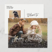 Cartes Pour Fêtes Annuelles Joyeuses vacances photo de neige (Devant / Derrière)