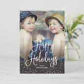 Cartes Pour Fêtes Annuelles Joyeuses vacances photo de neige (Debout devant)