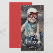 Cartes Pour Fêtes Annuelles Joyeuses vacances photo de neige (Devant / Derrière)