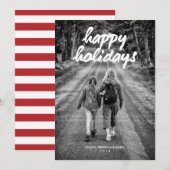 Cartes Pour Fêtes Annuelles Joyeuses vacances Photo Noël Rouge Blanc (Devant / Derrière)