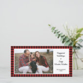 Cartes Pour Fêtes Annuelles Joyeuses vacances Photo Rustic Buffalo Check Plaid (Debout devant)