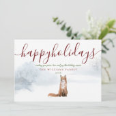 Cartes Pour Fêtes Annuelles Joyeuses vacances Photo Winter Fox Noël (Debout devant)