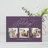 Cartes Pour Fêtes Annuelles Joyeuses vacances Purple Plum Multi Photo Collage (Debout devant)