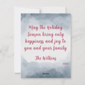 Cartes Pour Fêtes Annuelles Joyeuses vacances Reindeer hiver Aquarelle scène (Dos)