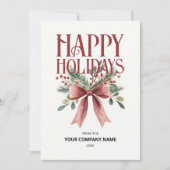 Cartes Pour Fêtes Annuelles Joyeuses Vacances Rouge Aquarelle Bow Business Log (Devant)