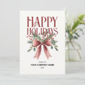 Cartes Pour Fêtes Annuelles Joyeuses Vacances Rouge Aquarelle Bow Business Log (Debout devant)